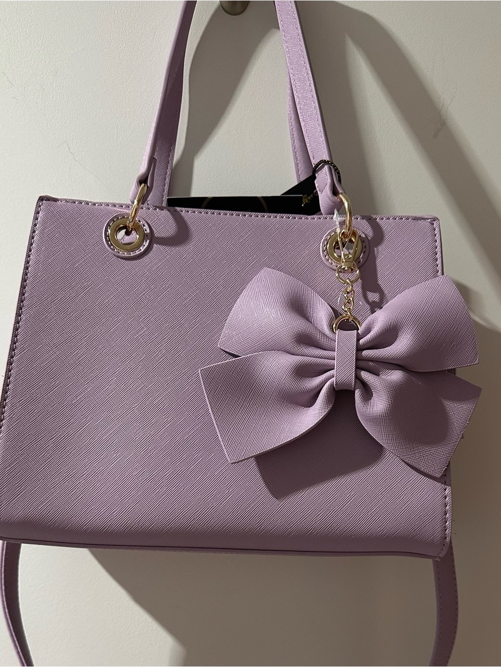 Lavender Bow Accent Satchel Tote - Women